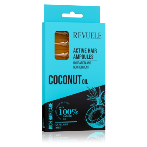 Revuele Coconut Oil Active Hair Ampoules sérum na vlasy pre výživu a hydratáciu