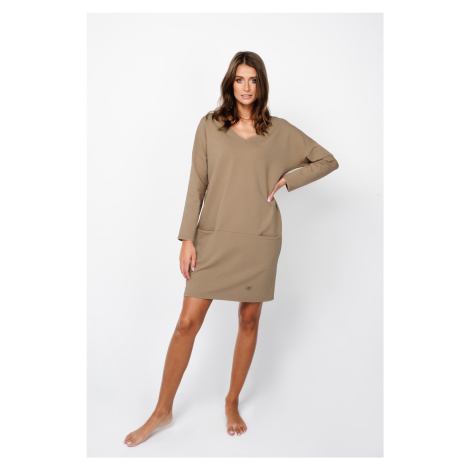 Karina women's tunic long sleeve - camel Italian Fashion