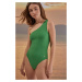 Jednodielne plavky women'secret SOLEIL zelená farba, mäkké košíky, 5525829