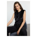 Trendyol Black Padding and Gathering/Drape Detailed Regular Knitted Blouse