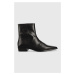 Kožené členkové topánky Vagabond Shoemakers Nella dámske, čierna farba, na plochom podpätku,