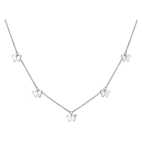 Hot Diamonds Pôvabný strieborný náhrdelník s motýlikmi Flutter DN168/9 40 - 45 cm
