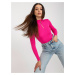 Dark pink ribbed lady's turtleneck blouse