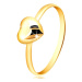 Prsteň zo žltého zlata 375 - úzka obrúčka a pravidelné zrkadlovolesklé srdiečko - Veľkosť: 54 mm