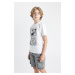 DEFACTO Boy's Crew Neck Color Changing Printed Short Sleeve T-Shirt