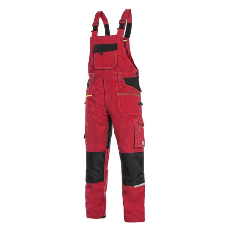 Canis (CXS) Montérkové nohavice s náprsenkou CXS STRETCH - Červená / čierna