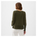 Mikina GAP Longsleeve Linen Split Hem Pullover Sweater Ripe Olive