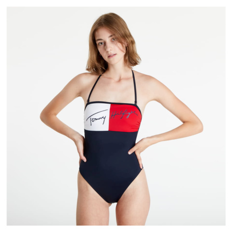 Tommy Hilfiger Bandeau One Piece Swimsuit Navy