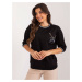 Black women's casual blouse with inscription