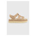 Semišové sandále UGG Goldenstar Strap dámske, béžová farba, na platforme, 1137890