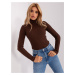 Dark brown ribbed turtleneck sweater