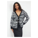 Trendyol Black Soft Texture Zebra Patterned Knitwear Cardigan