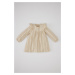 DEFACTO Baby Girl Striped Long Sleeve Linen Look Dress