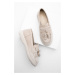 Marjin Women's Genuine Leather Loafers Casual Shoes Suma Beige Suede