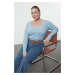 Trendyol Curve Blue Camisole Knitted Plus Size Blouse