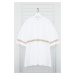 Trendyol Plus Size White Oversize/Wide Cut 100% Cotton Ethnic Embroidered Comfortable T-Shirt