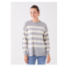 LC Waikiki Crew Neck Striped Long Sleeve Oversize Women's Knitwear Sweater