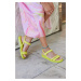 Madamra Women's Yellow Knitted Band Sandals