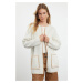 Trendyol Stone Camel Shepherd's Stitch Detailed Knitwear Cardigan