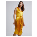 Saténové puzdrové šaty v zlatej farbe Dorothy Perkins