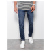 Ombre Spodnie męskie jeansowez przetarciami REGULAR FIT - ciemnoniebieskie