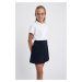 DEFACTO Girl White Cotton Short Sleeve Polo Basic School T-Shirt