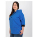 Tmavě modrá mikina plus size s kapucí JEDNA