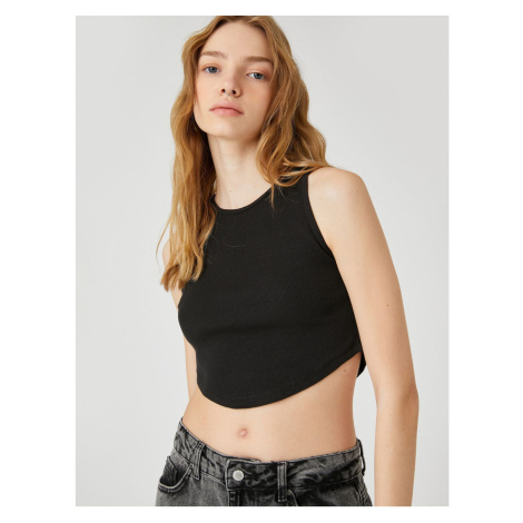 Koton Crop Athlete Crew Neck Ribbed Asymmetrical Cut