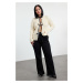 Trendyol Curve Stone Crew Neck Ribbon Tied Crop Knitwear Cardigan