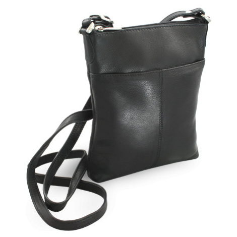 Čierna kožená zipsová kabelka 212-3013-60 Arwel