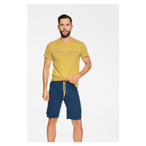 Pánske pyžamo Pulse 39738-18X Žltá a tmavo modrá - Henderson žluto-modrá