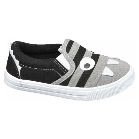 Bobbi-Shoes - Sivo-čierne slip-on plátenky Bobbi Shoes