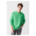 Avva Neon Green Unisex Sweatshirt Crew Neck Fleece 3 Thread Cotton Regular Fit