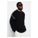 Trendyol Black Plus Size Oversize Fit Wide Fit Piping Detail Knitwear Sweater
