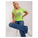 Light green women's blouse plus size with appliqué