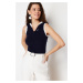 Trendyol Navy Blue Marine Collar Premium/ Special Thread Knitwear Blouse