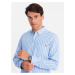 Ombre Men's REGULAR FIT shirt in white stripes with pocket - blue