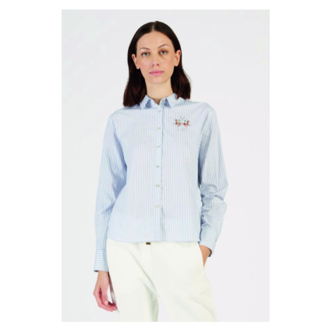 Košeľa La Martina Woman Shirt L/S Striped Cotton Modrá