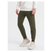 Ombre Men's sweatpants with stitching and leg zipper - olive