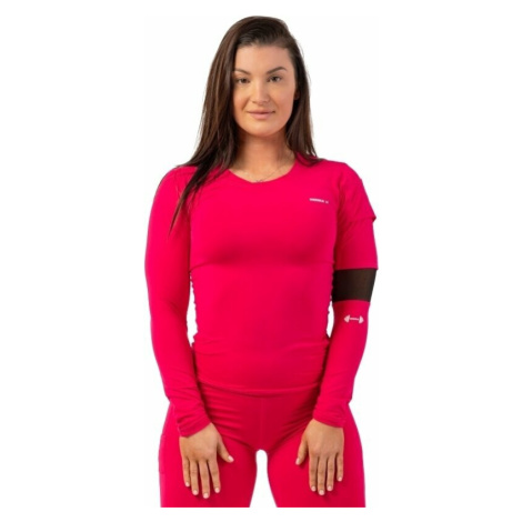 Nebbia Long Sleeve Smart Pocket Sporty Top Pink Fitness tričko