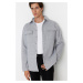 Trendyol Gray Men's Regular/Normal Cut Shirt Collar Flap Pocket Fleece Inside Shirt