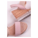 Zlato-ružové kožené platformové sandále 2-28005