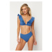 Trendyol Blue High Waist Hipster Bikini Bottom