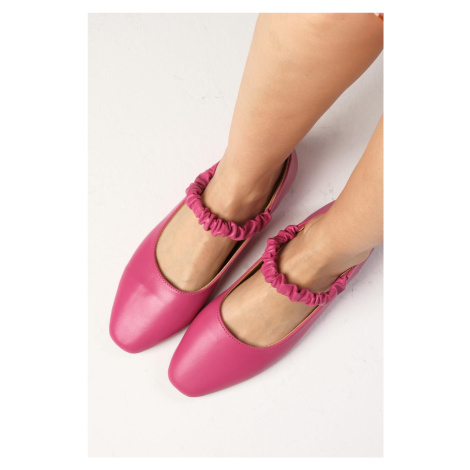 Mio Gusto Hailey Genuine Leather Fuchsia Women's Daily Ballerina Shoes