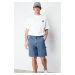 Trendyol Navy Wide-Fit Carpenter Denim Shorts