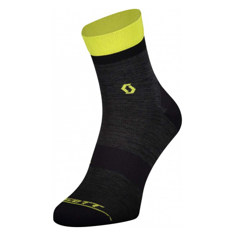 SCOTT Cyklistické ponožky klasické - TRAIL QUARTER - žltá/čierna