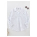 Trendyol Curve White Large Size Stone Embroidered Poplin Woven Shirt