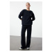 Trendyol Dark Navy Blue Oversize Thick Polar Fleece Knitted Sweatshirt