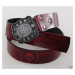 opasok s kovom Leather & Steel Fashion Red