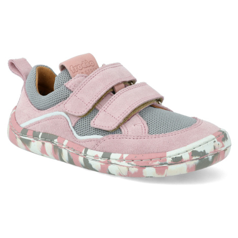 Barefoot textilné tenisky Froddo - BF D-Velcro Grey/Pink ružové